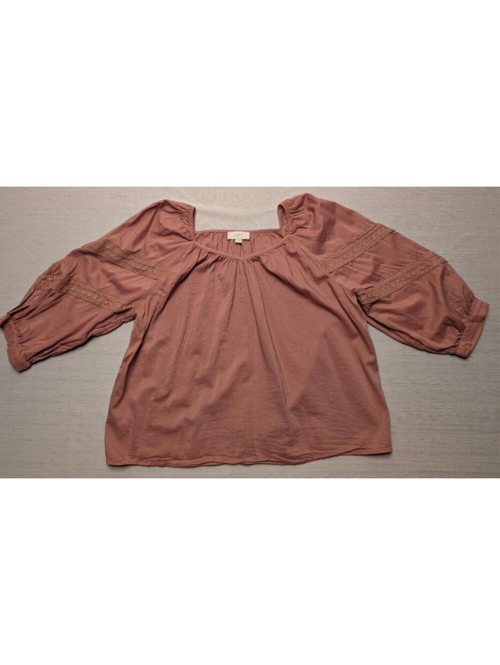 Loft Lace Sleeve Peasant Dusty Rose Blouse Small